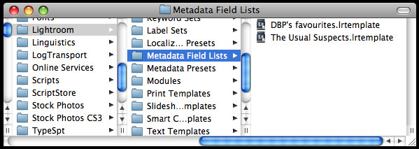 Metadata Field Lists folder